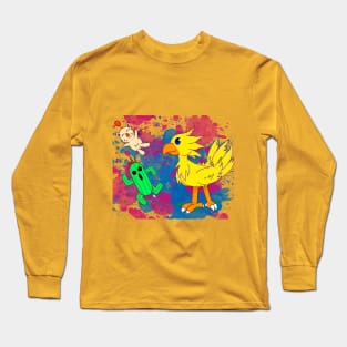 Final Pets (chocobo, moogle, cactuar) Long Sleeve T-Shirt